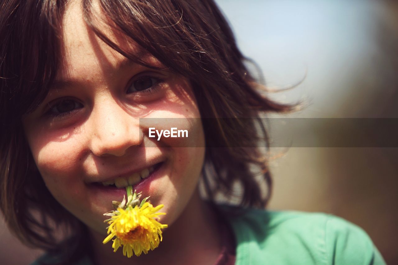 Close-up portrait of child outdoors