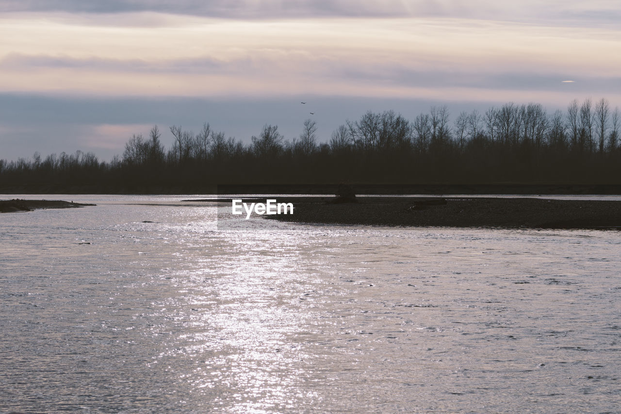 SCENIC VIEW OF LAKE DURING SUNSET