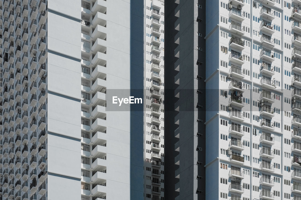 Close up view of modern apartment buildings in city