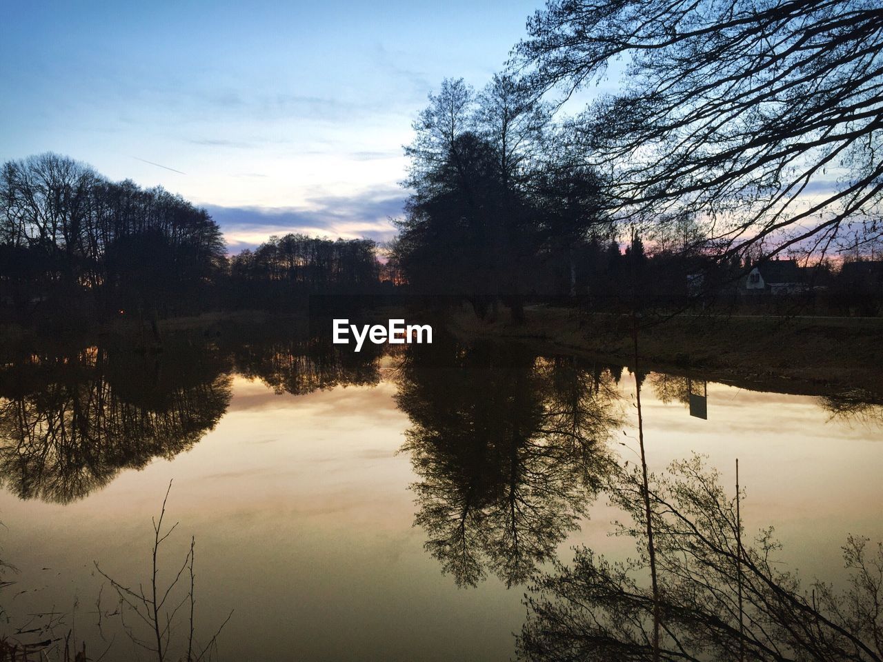 Scenic view of lake against sky