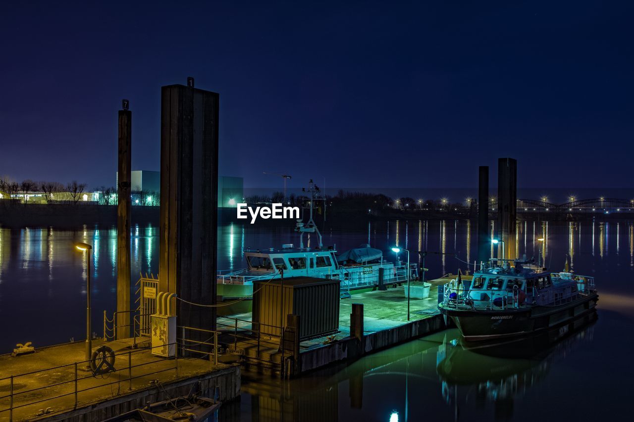 Harbour lit up at night