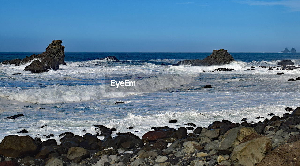 SCENIC VIEW OF SEA AGAINST CLEAR SKY