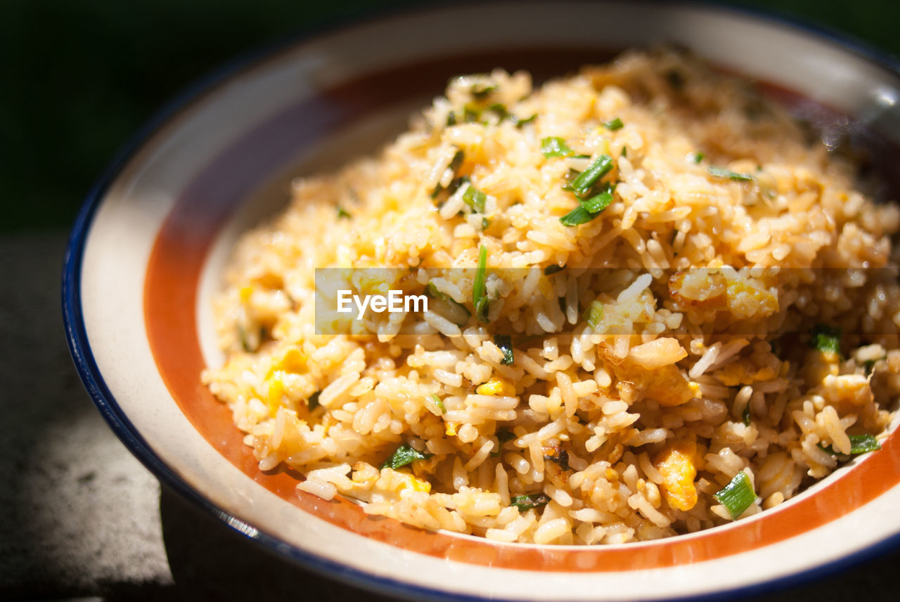 Close-up of fried rice in bowl