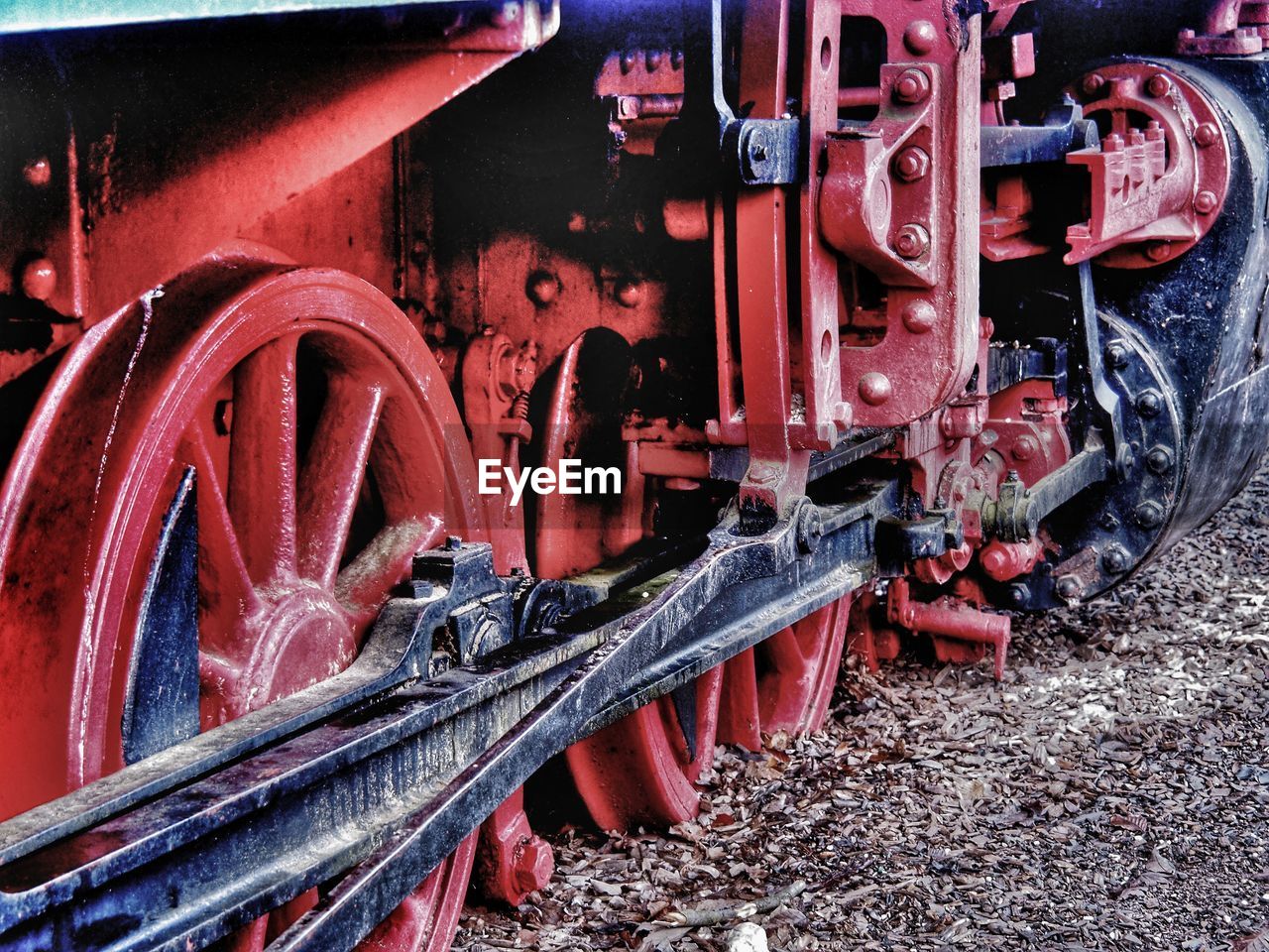 Close-up of train on railroad track