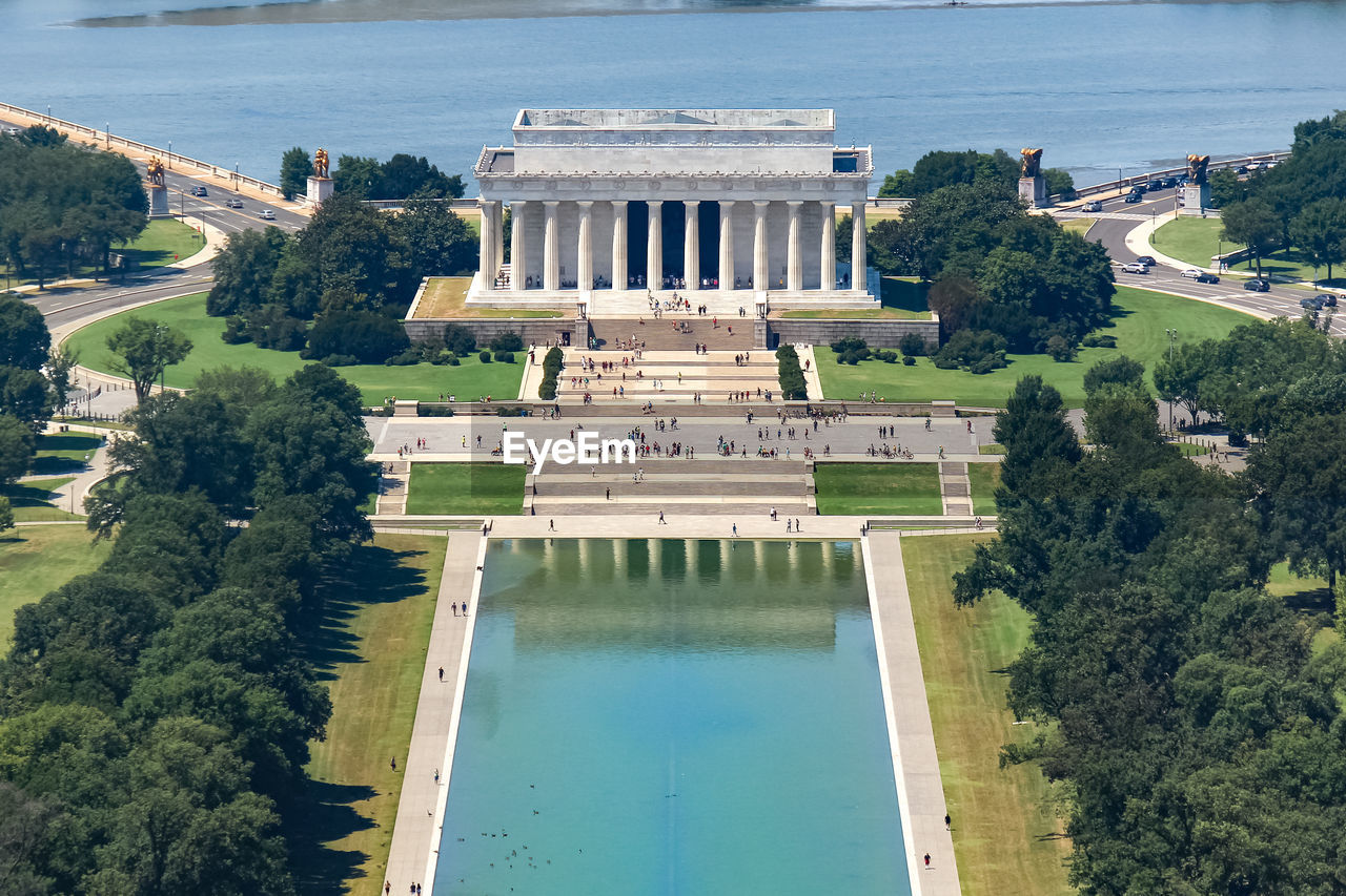 High angle view of the lincoln memorial in washington, d.c., usa.