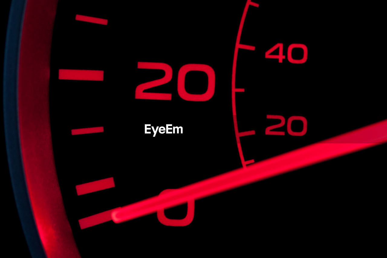 Close-up of speedometer 