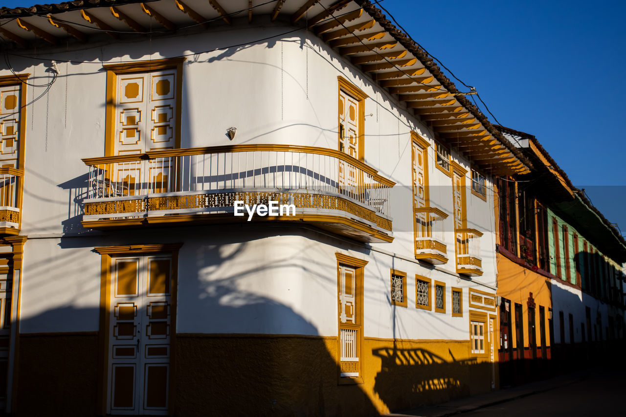 Beautiful houses at the heritage town of salamina located at the caldas department in colombia.