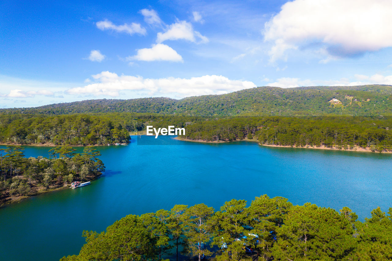 Aerial view of tuyen lam lake da lat city, vietnam.