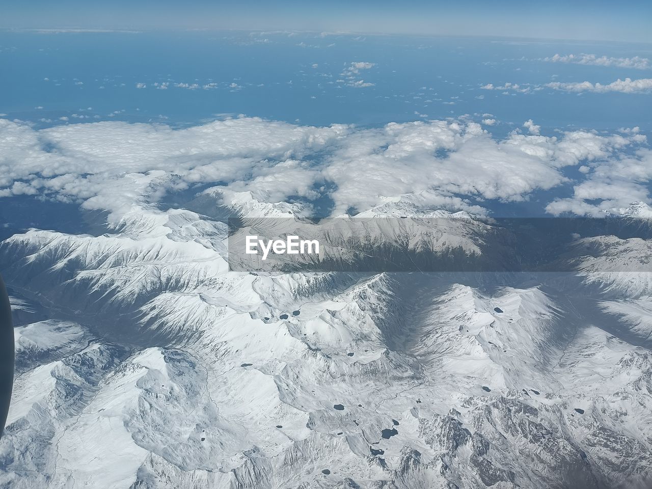 Clouds with snow over mountain near tbilisi