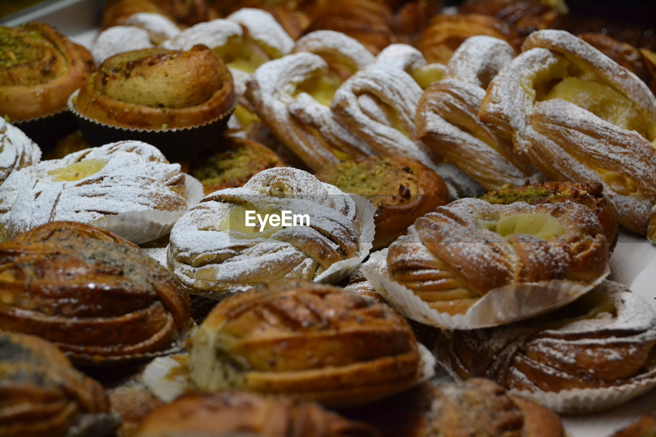 Close-up of cinnamon rolls for sale