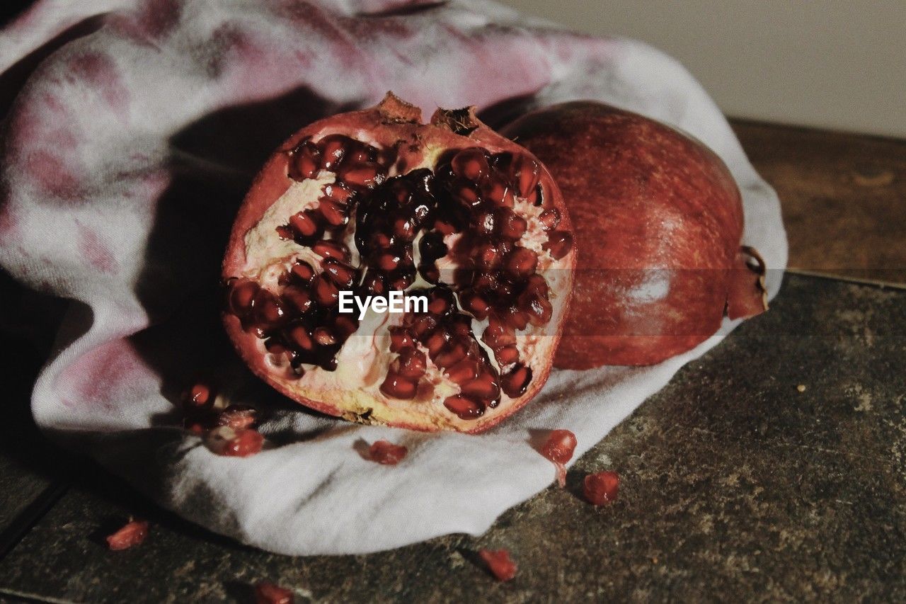 high angle view of pomegranate