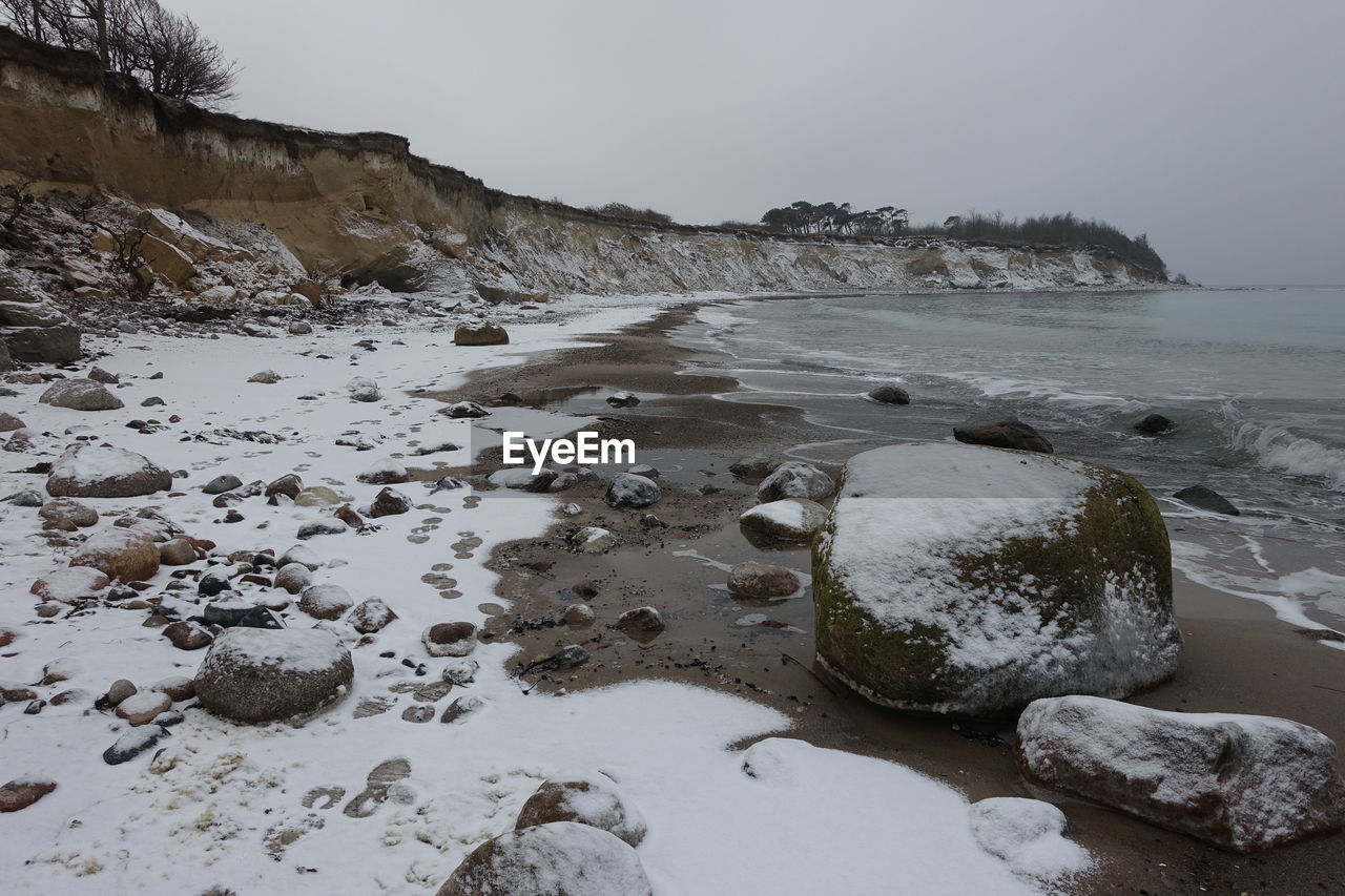 Scenic view of frozen lake against sky during winter