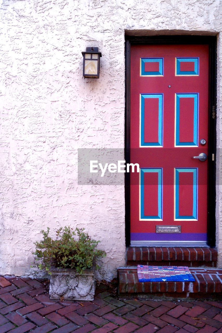 Closed door of building