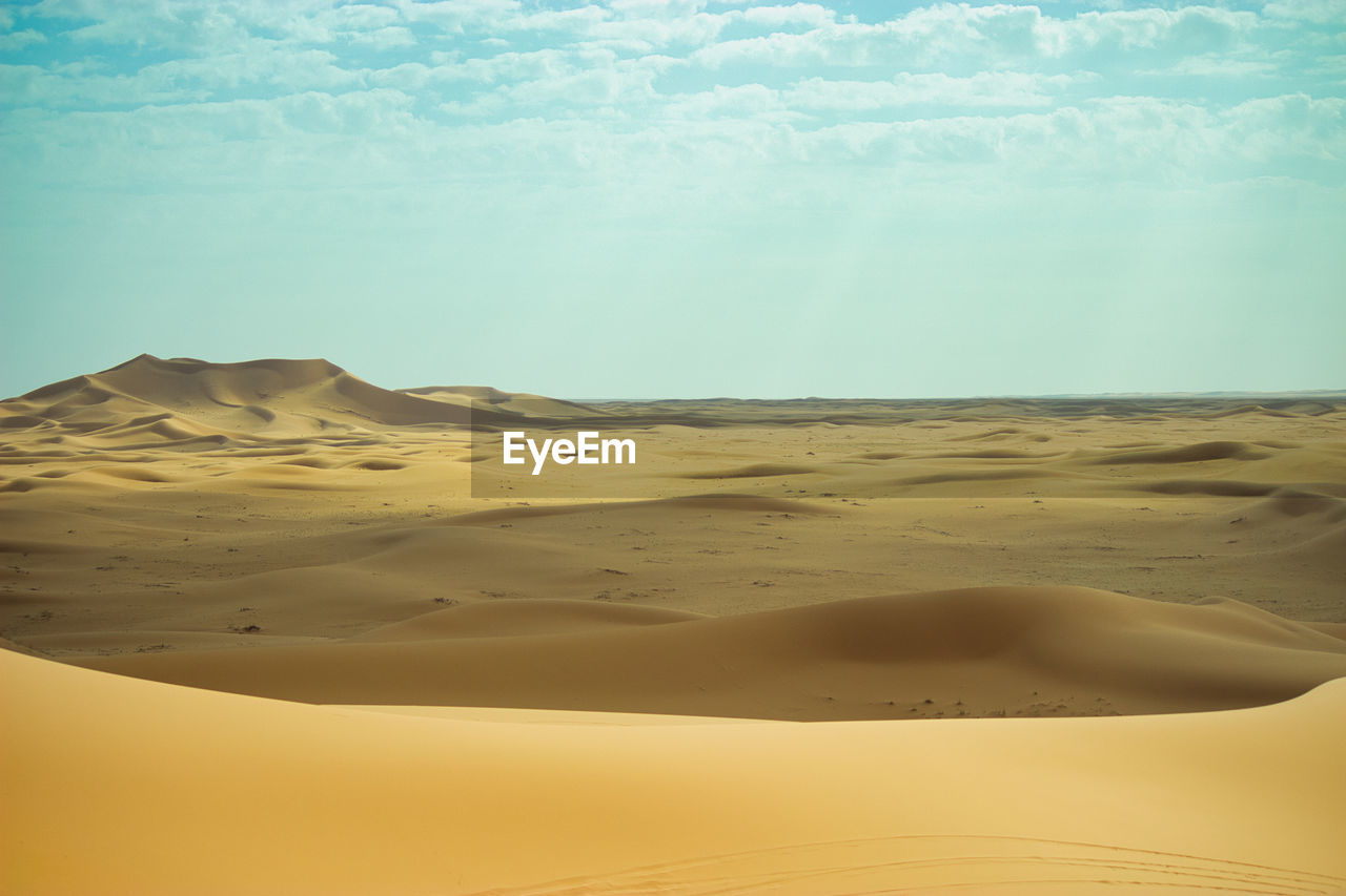 sand dunes in desert against sky