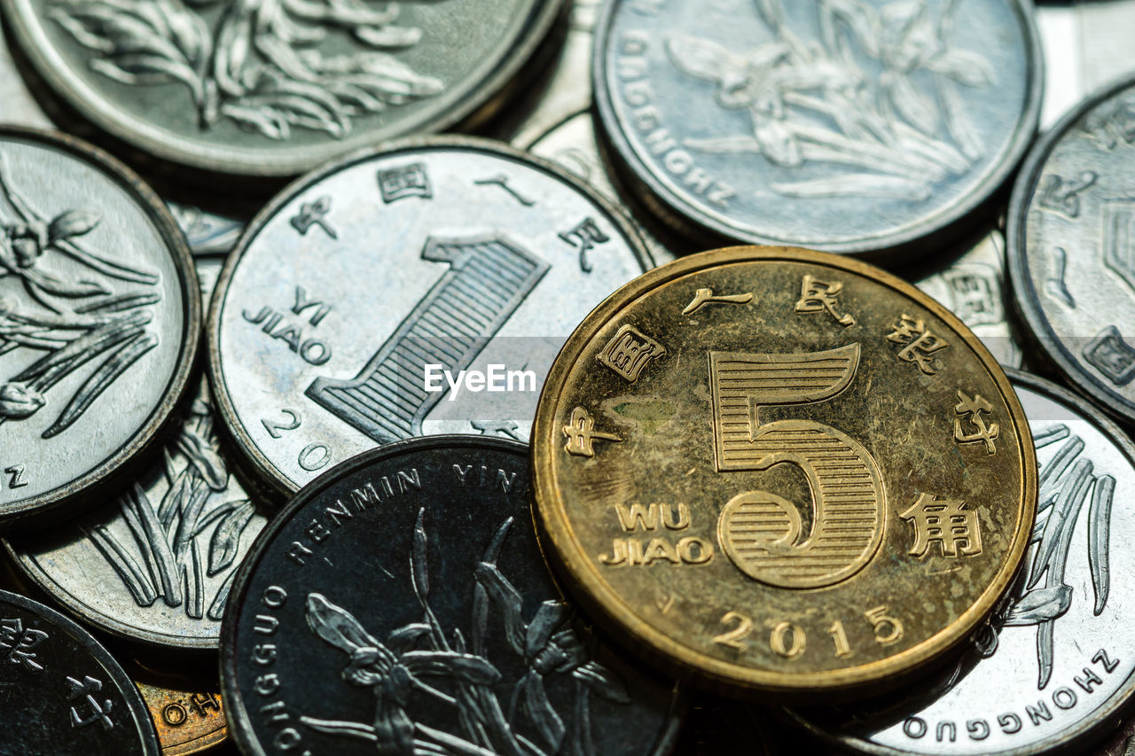 CLOSE-UP OF COINS ON THE PAPER