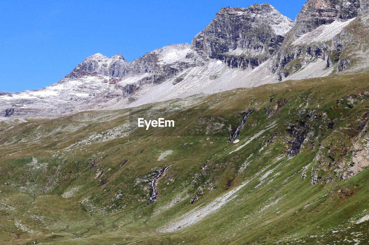 Scenic view of mountains against clear sky