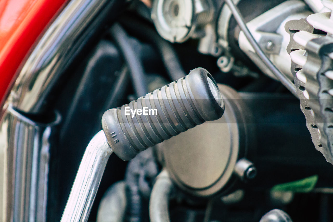 Close-up of engine of bike