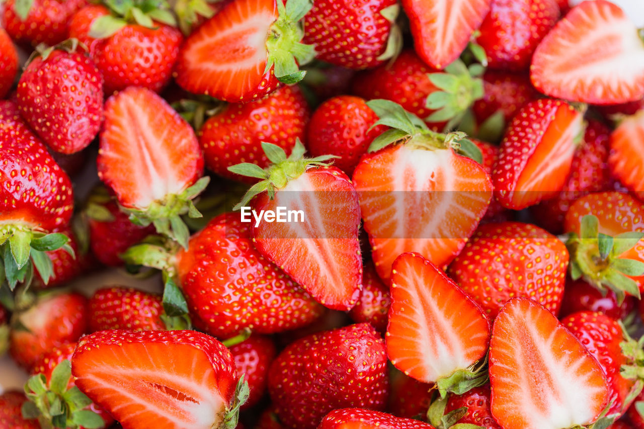 full frame shot of strawberries for sale