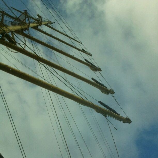 LOW ANGLE VIEW OF POWER LINES AGAINST CLOUDY SKY