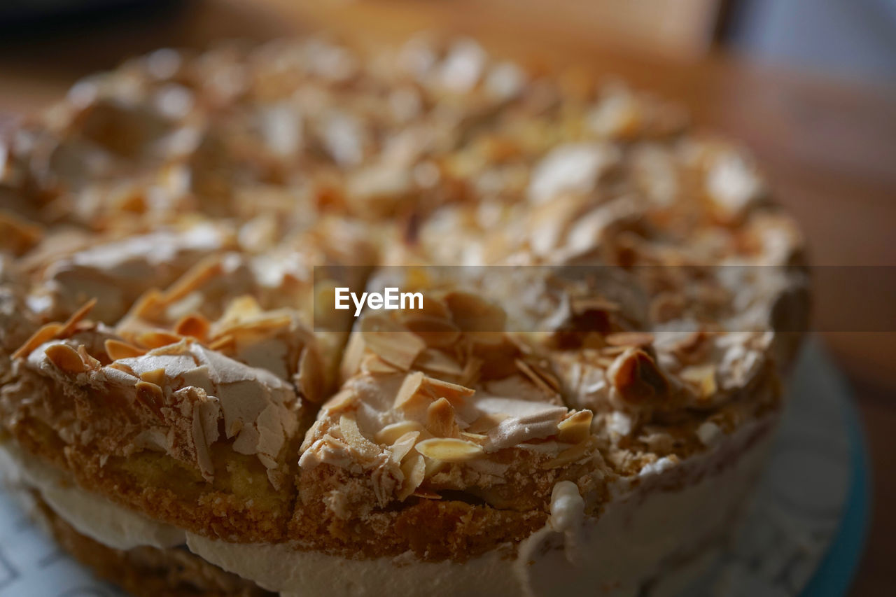 Close up of gooseberry meringue pie