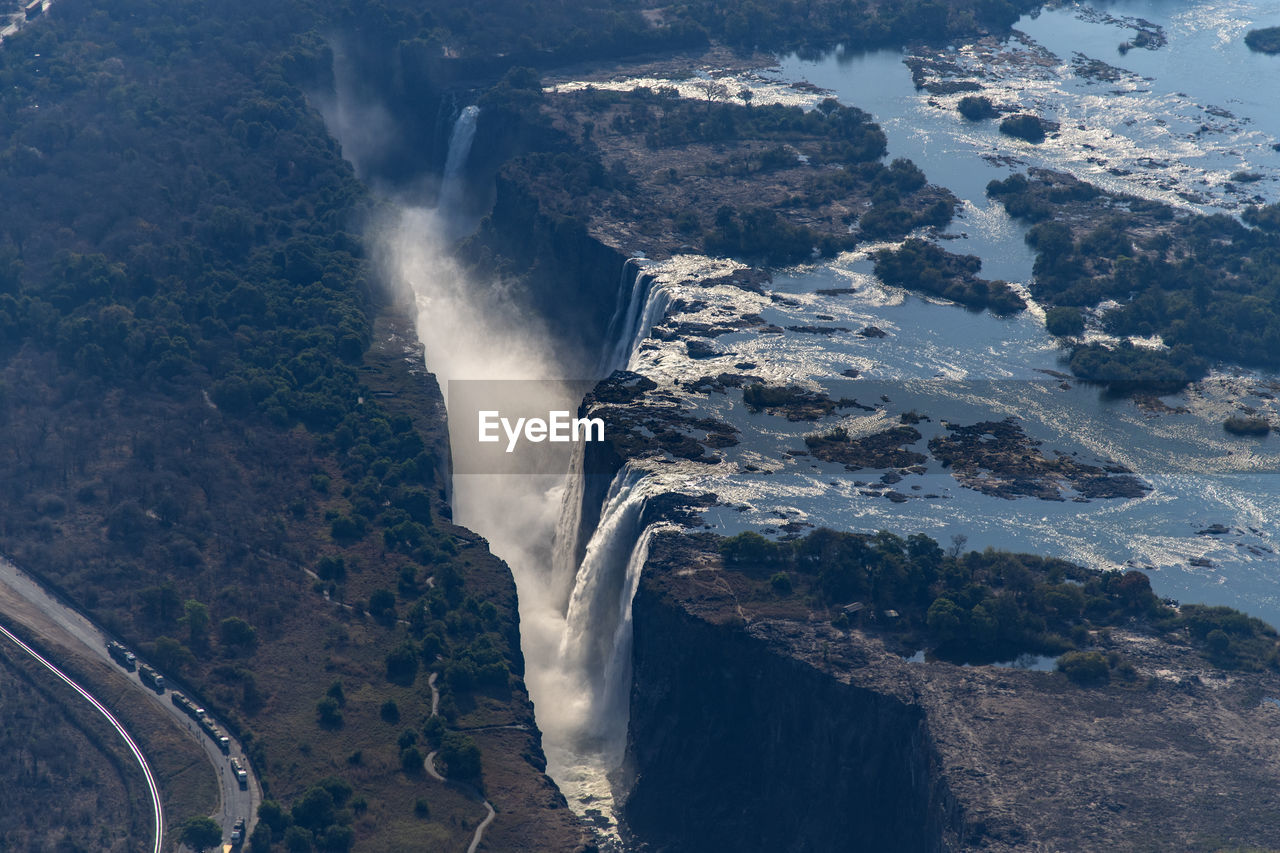 High angle view of wave on land