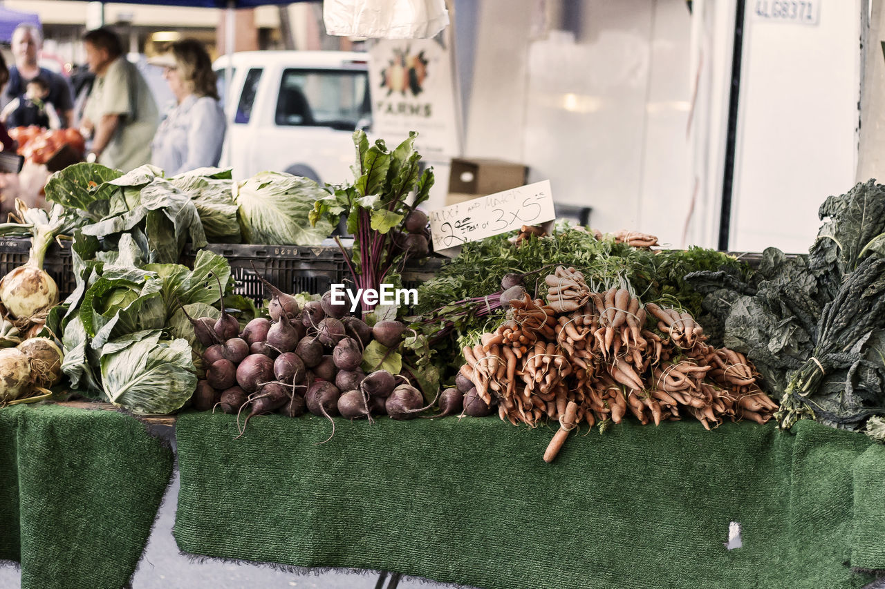 Vegetables in market for sale