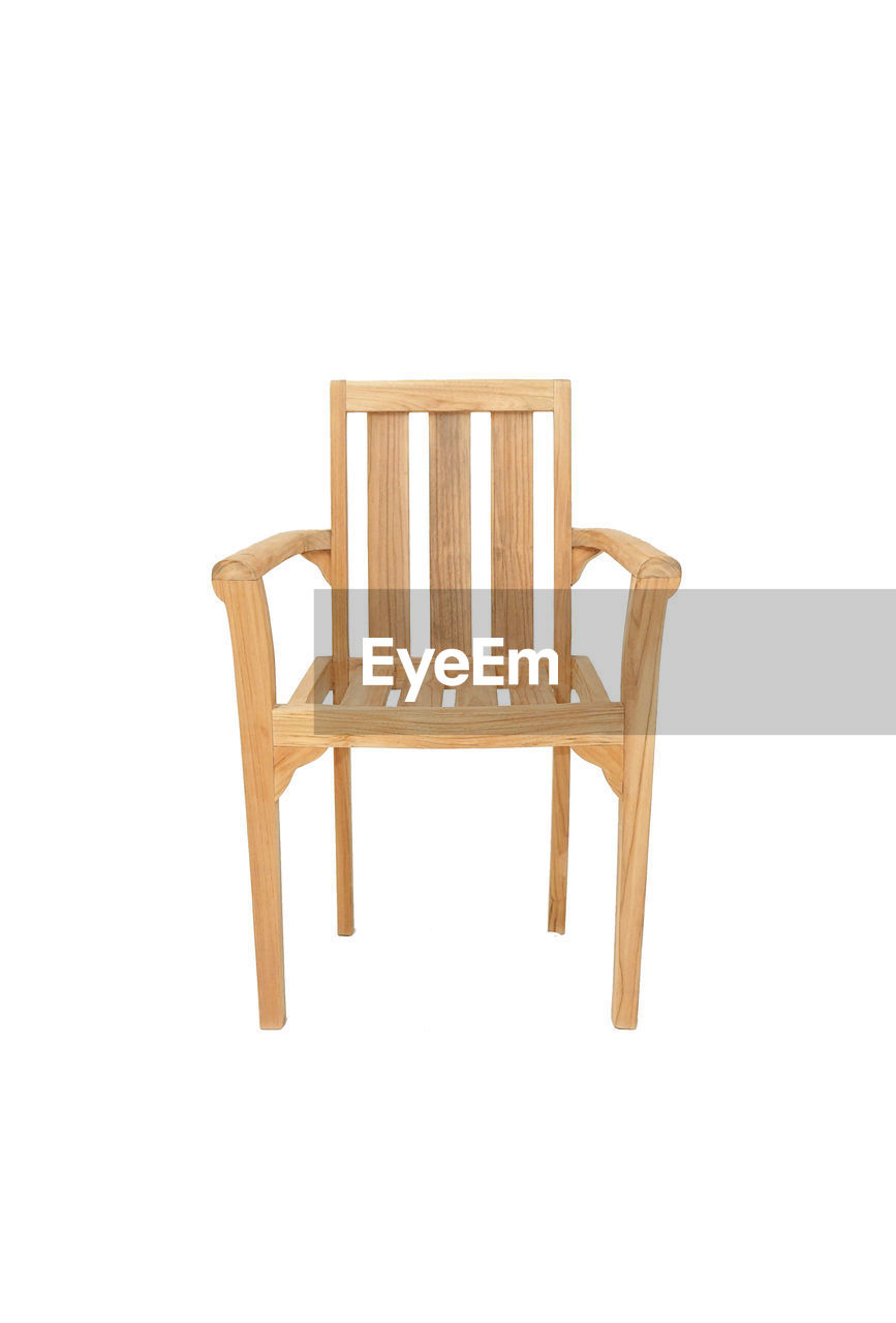 HIGH ANGLE VIEW OF CHAIR ON WHITE BACKGROUND