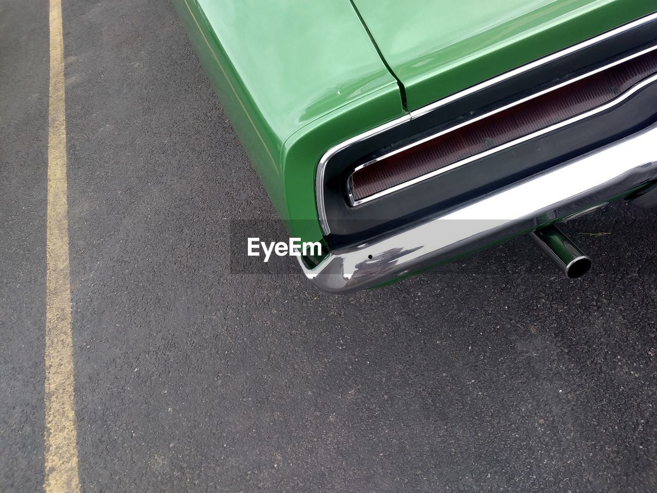 High angle view of vintage car on street