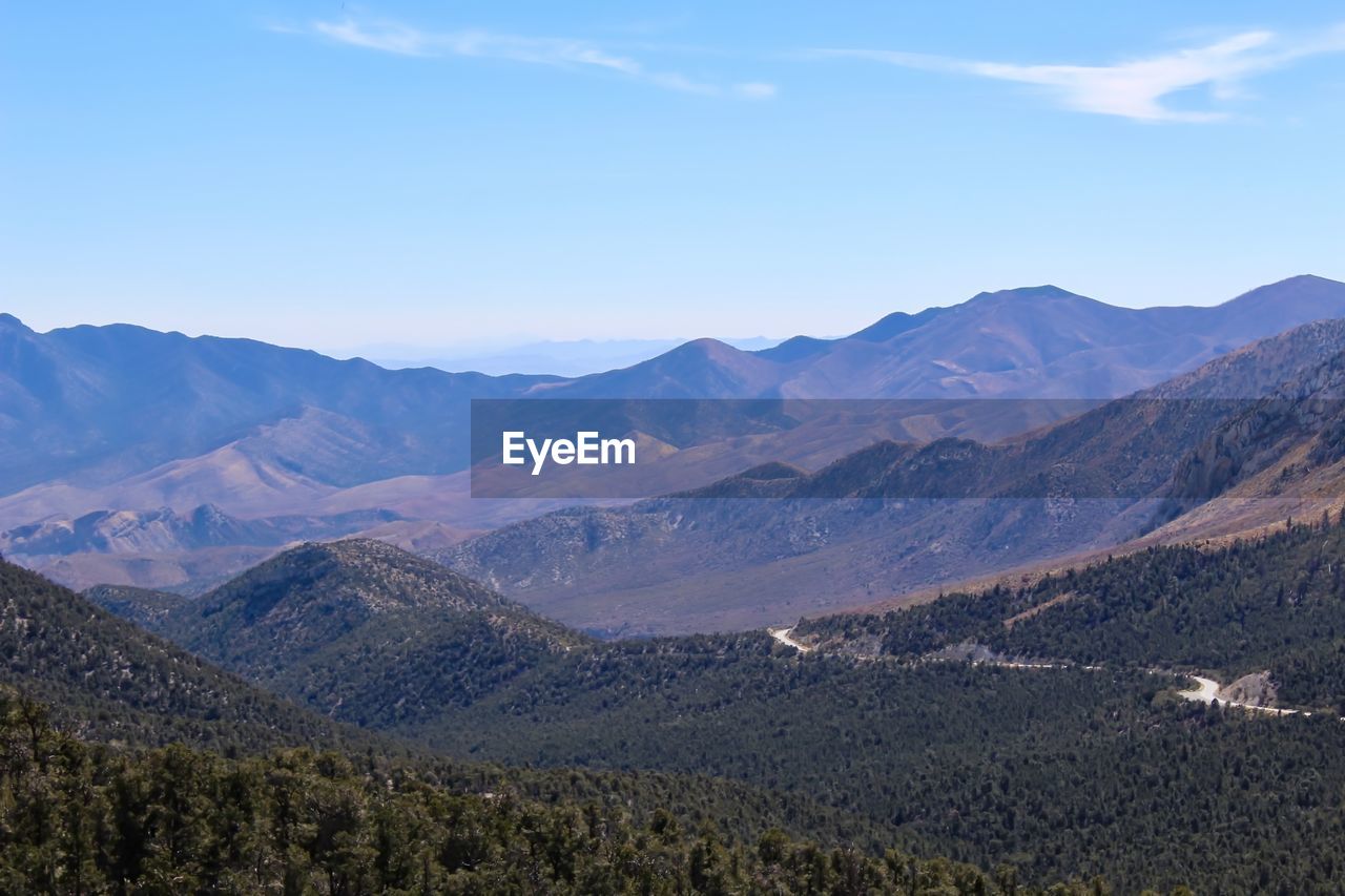 Scenic view of mountains against cloudy sky