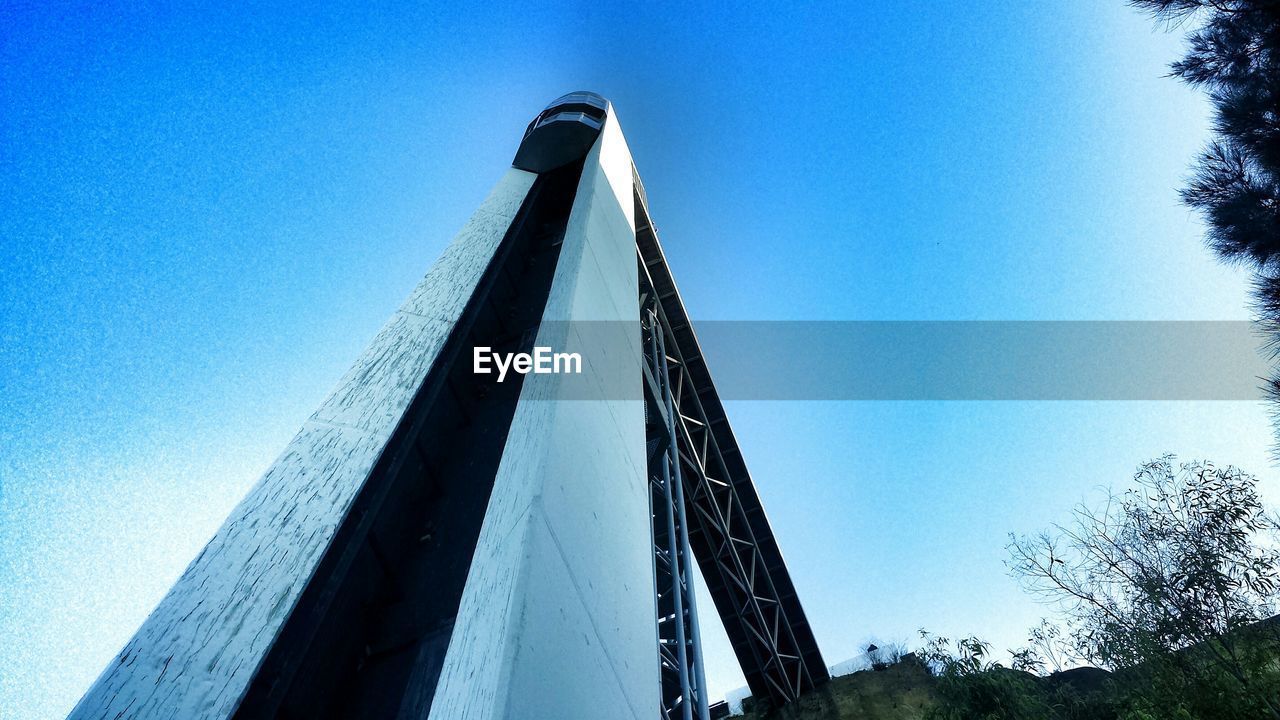 LOW ANGLE VIEW OF BUILT STRUCTURE AGAINST CLEAR SKY