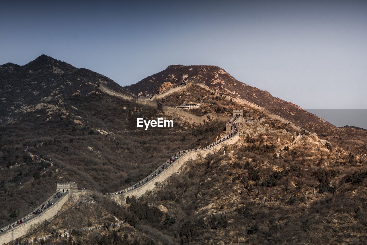 Scenic view of mountains against clear sky