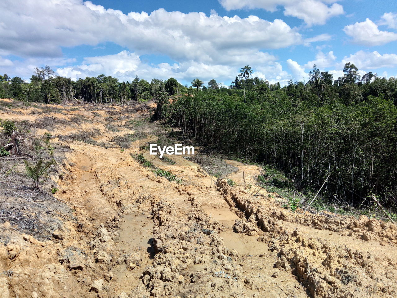 Scenic view of land against sky