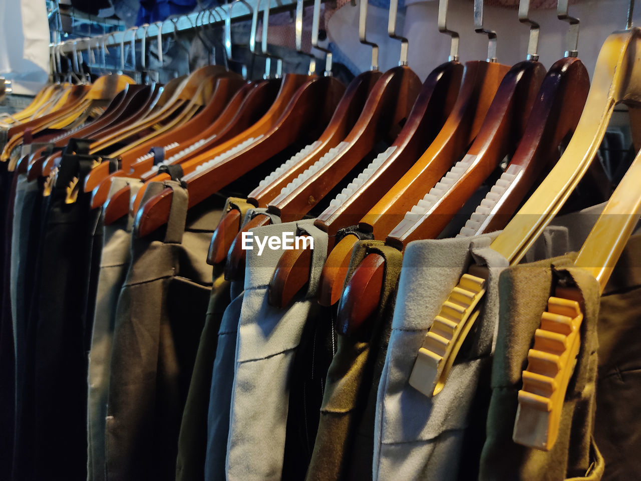 Panoramic view of clothes hanging at store