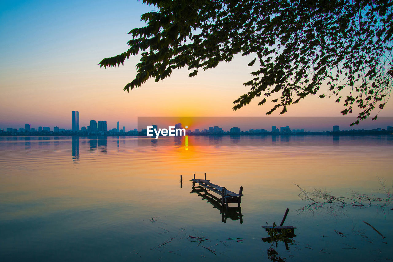 SCENIC VIEW OF LAKE DURING SUNSET