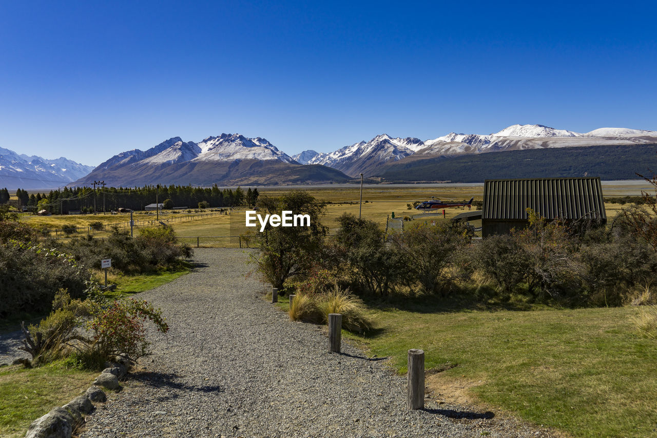 Scenic view of mountains against clear sky