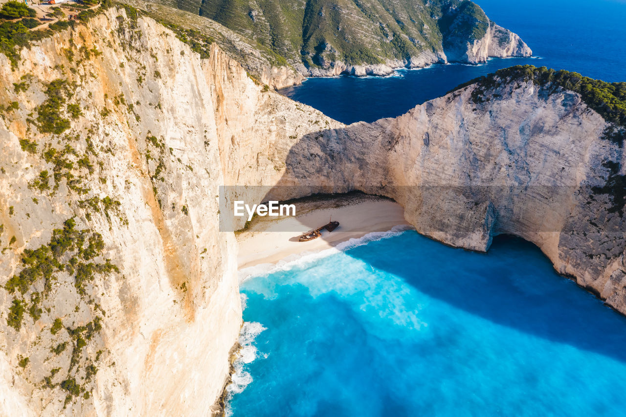 Beach of navagio or shipwreck smugglers cove is the most famous of zakynthos beaches
