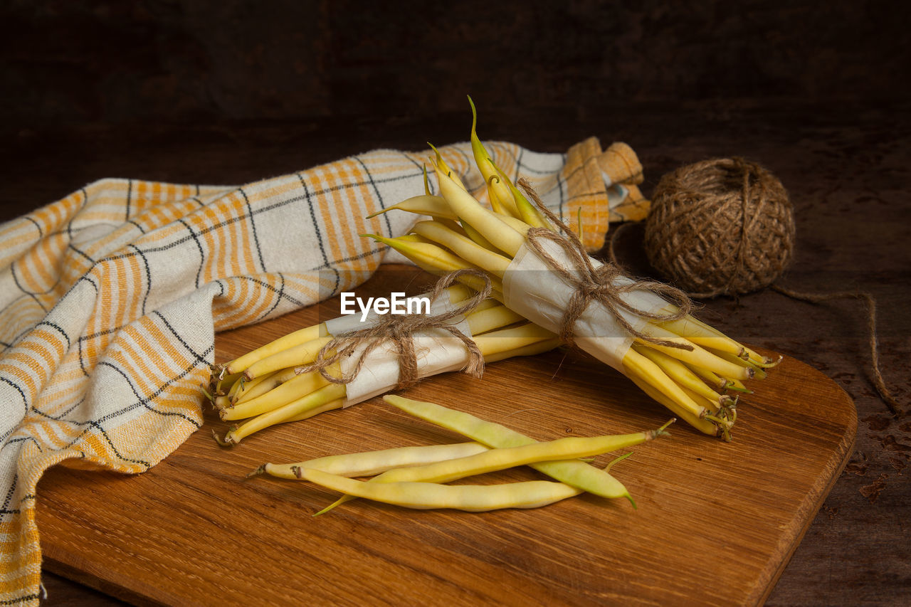 high angle view of seafood on cutting board