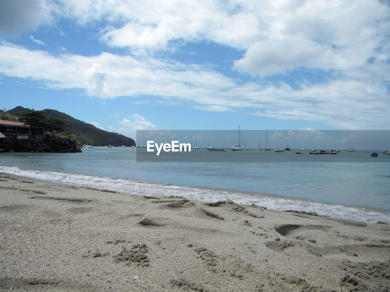 Scenic view of sea against cloudy sky