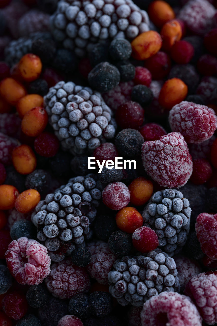 Frozen berries, full frame