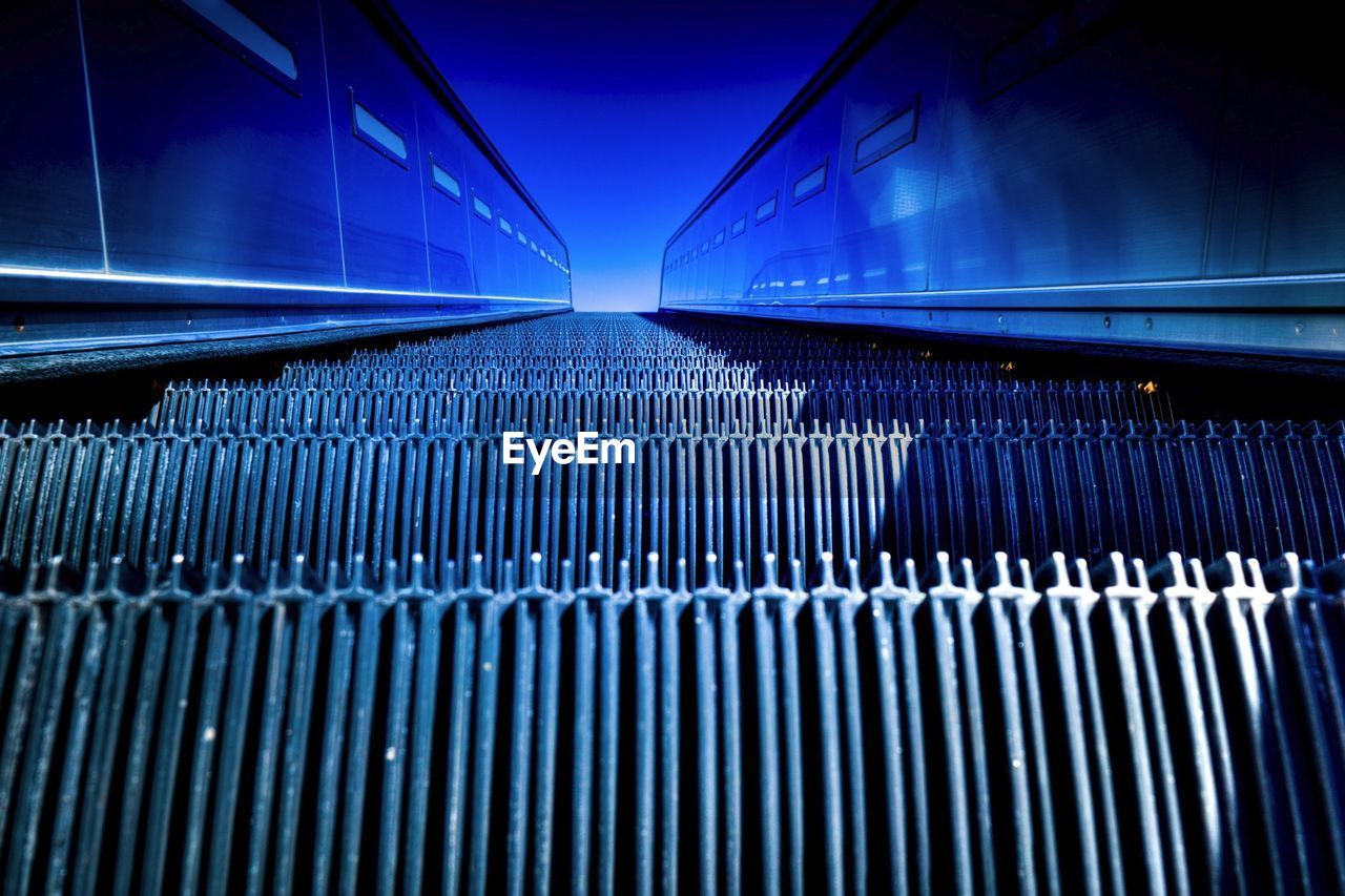 Overhead view of an escalator