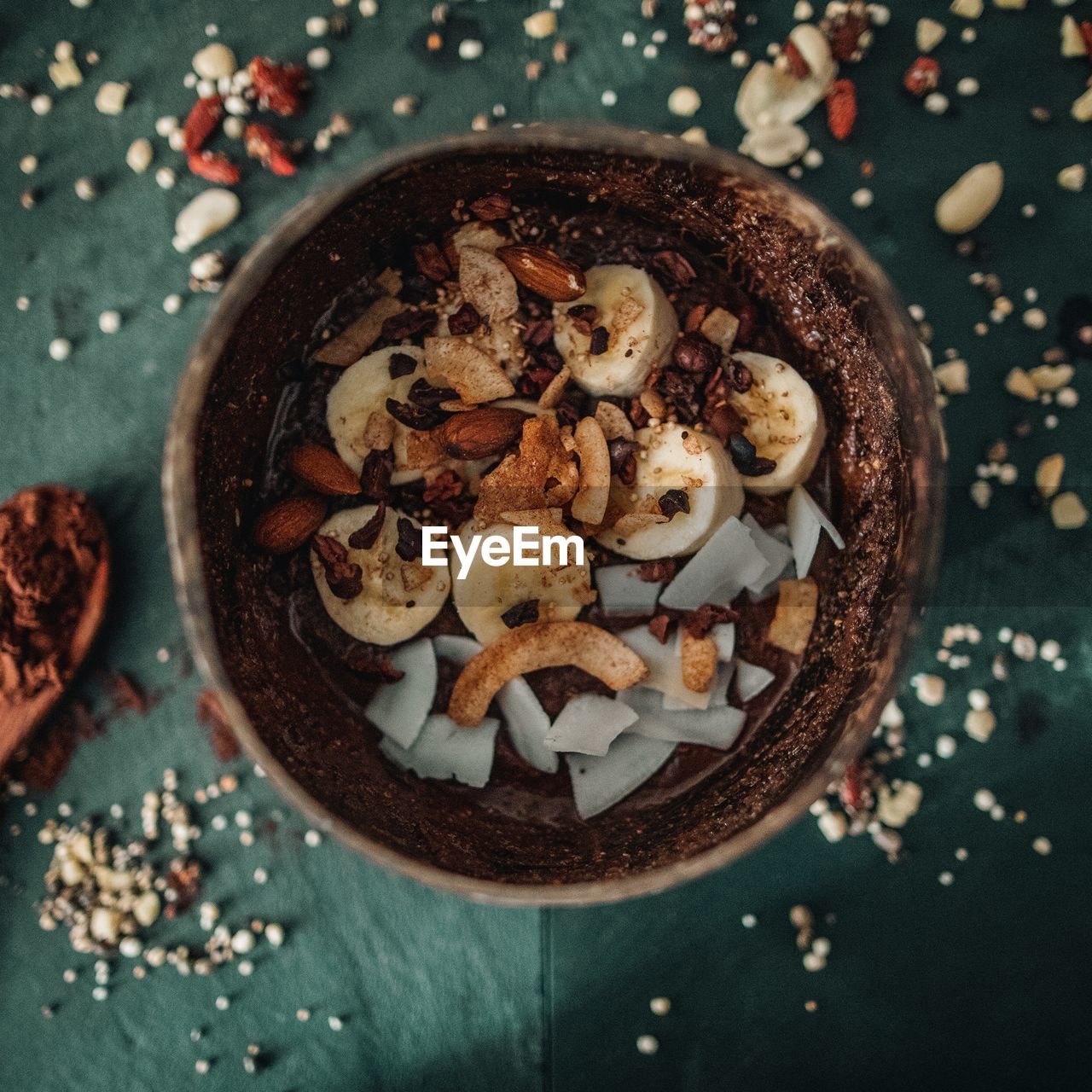 Directly above shot of food in bowl on table