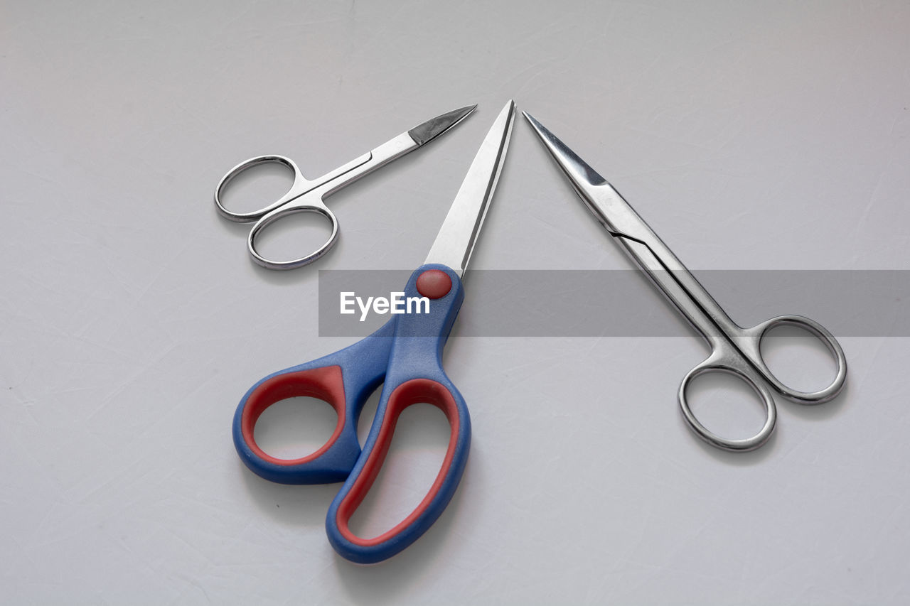 High angle view of scissors on table