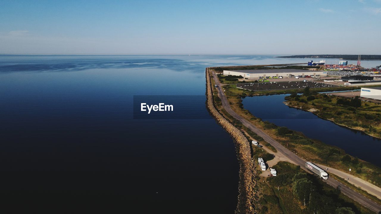 High angle view of sea against sky