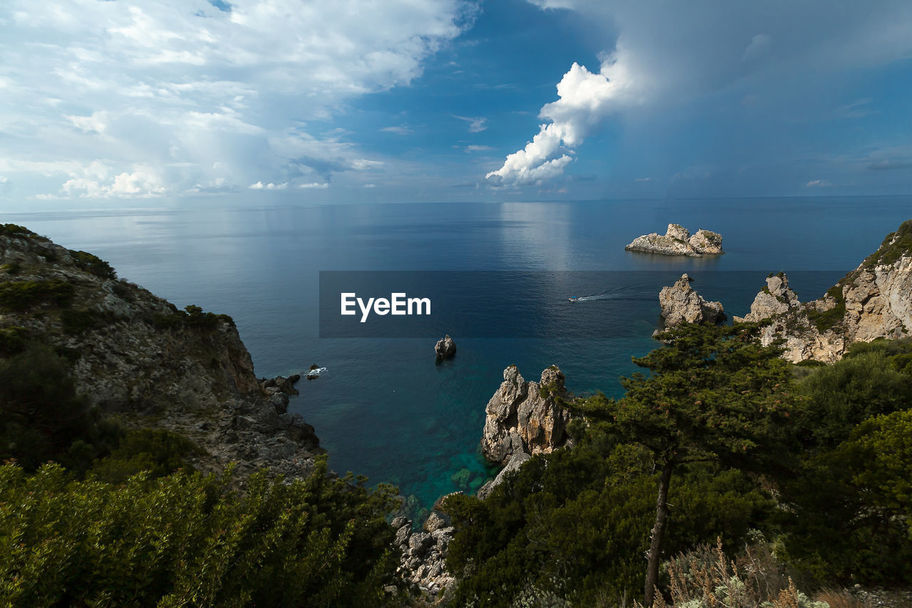 High angle view of sea against sky