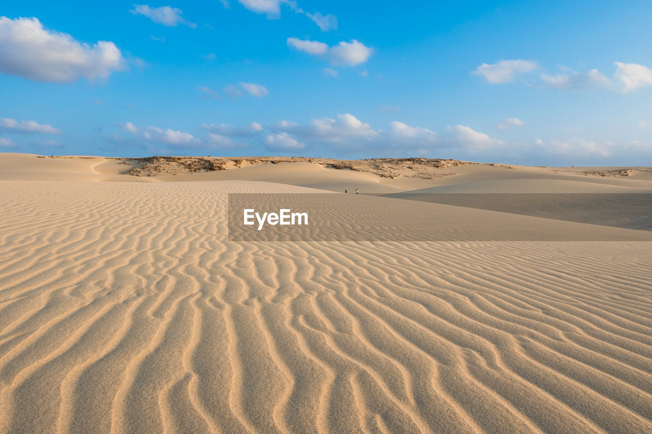 Sand at beach against sky