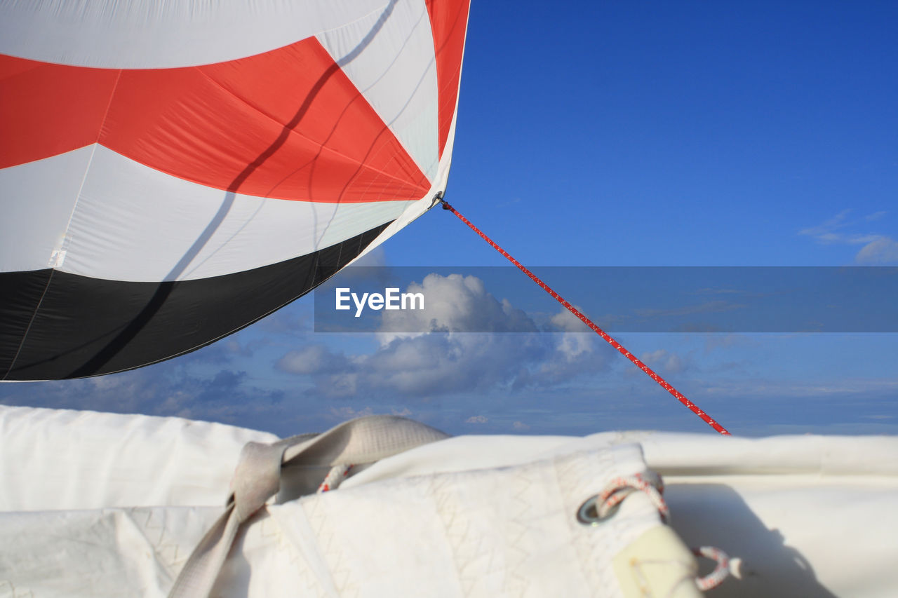 Close-up of boat against sky