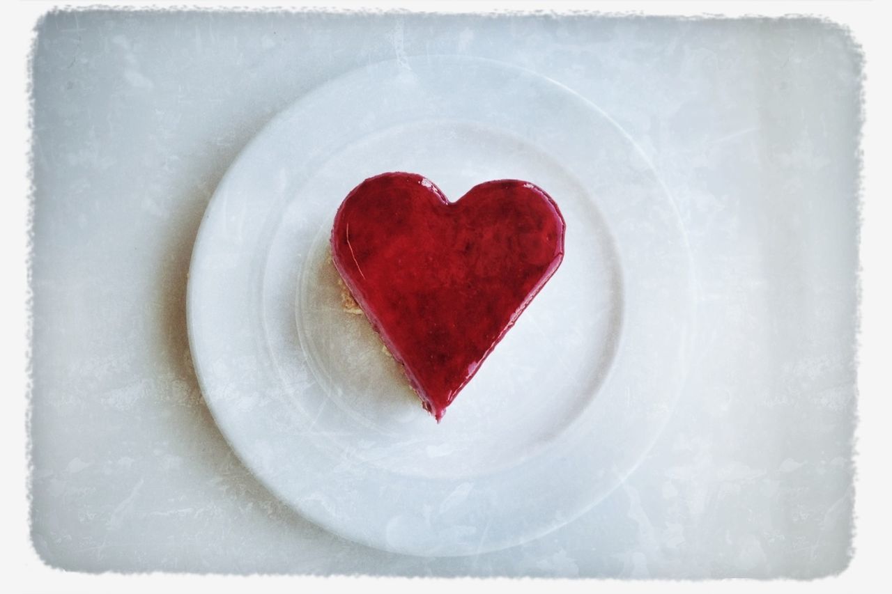 Close-up view of heart shaped cake on plate