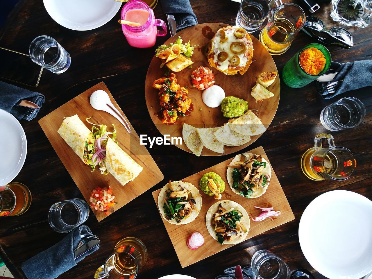 High angle view of food on table