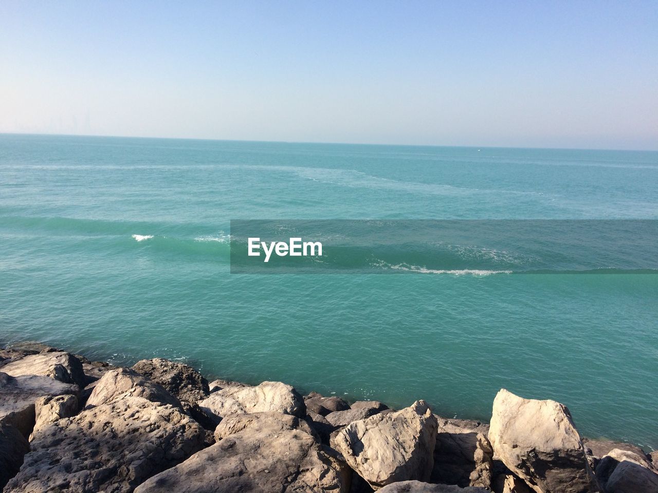 Scenic view of sea against clear sky