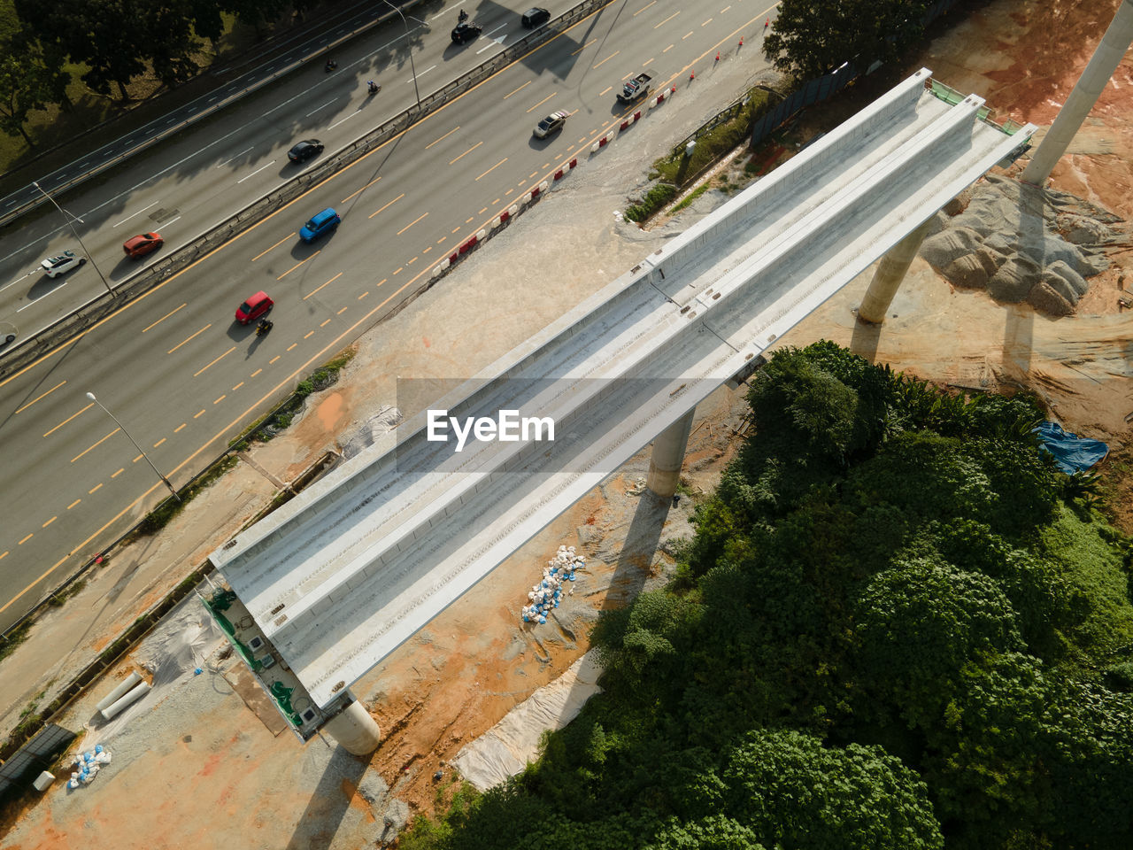 High angle view of traffic on road